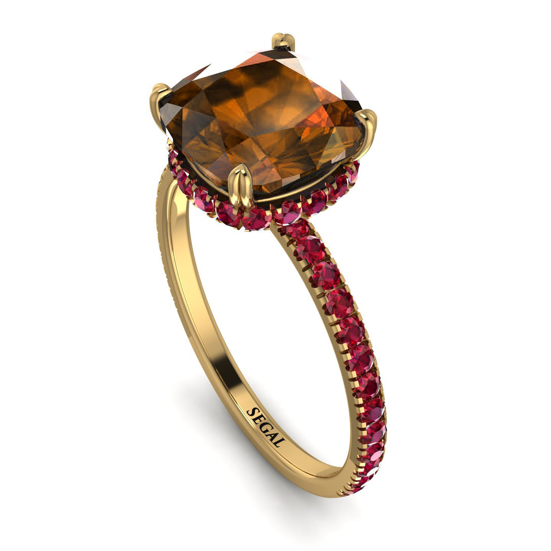 Cushion Hidden Brown Diamond Ring - Nova No. 1110