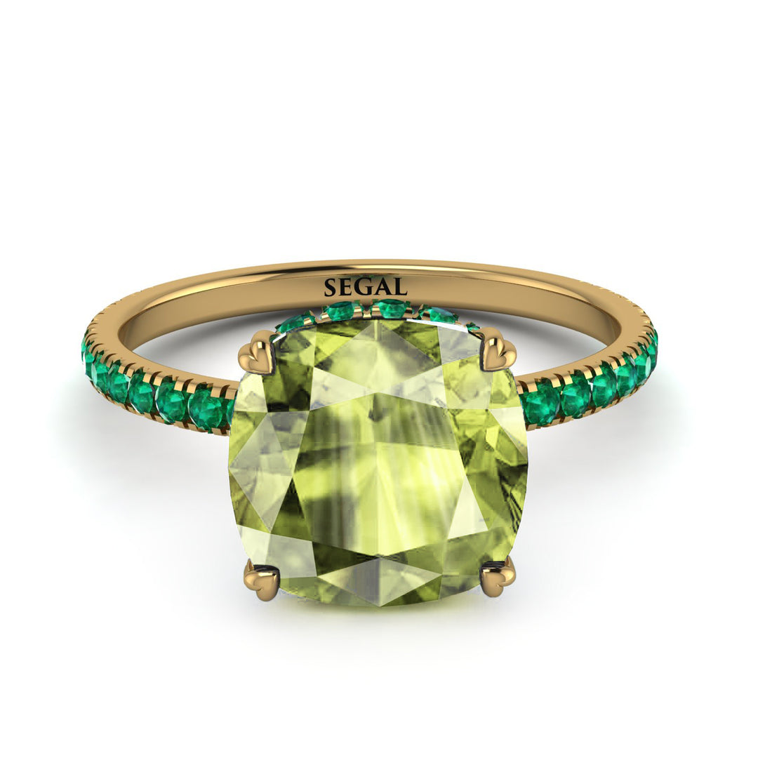 Cushion Hidden Peridot Ring - Nova No. 704