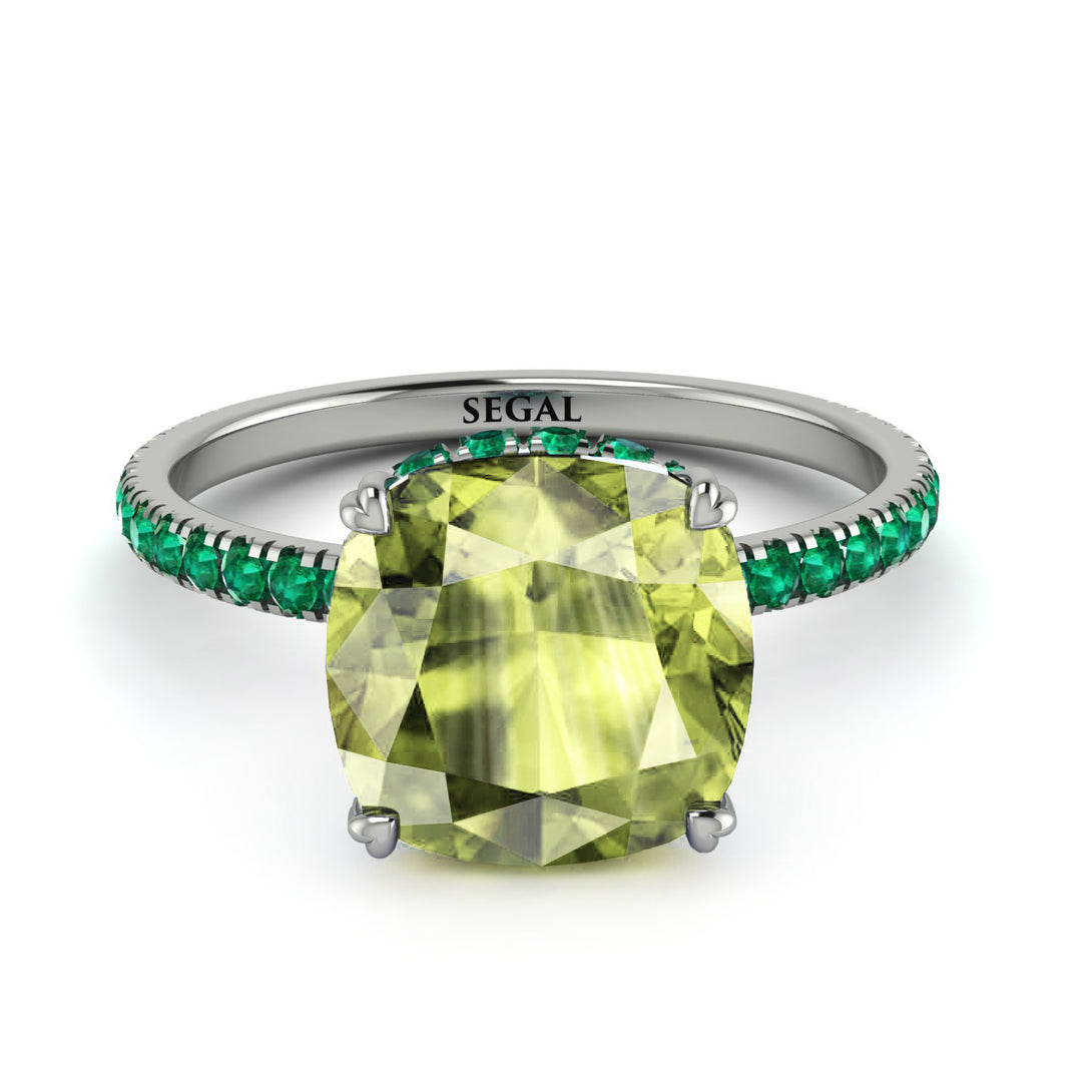Cushion Hidden Peridot Ring - Nova No. 706