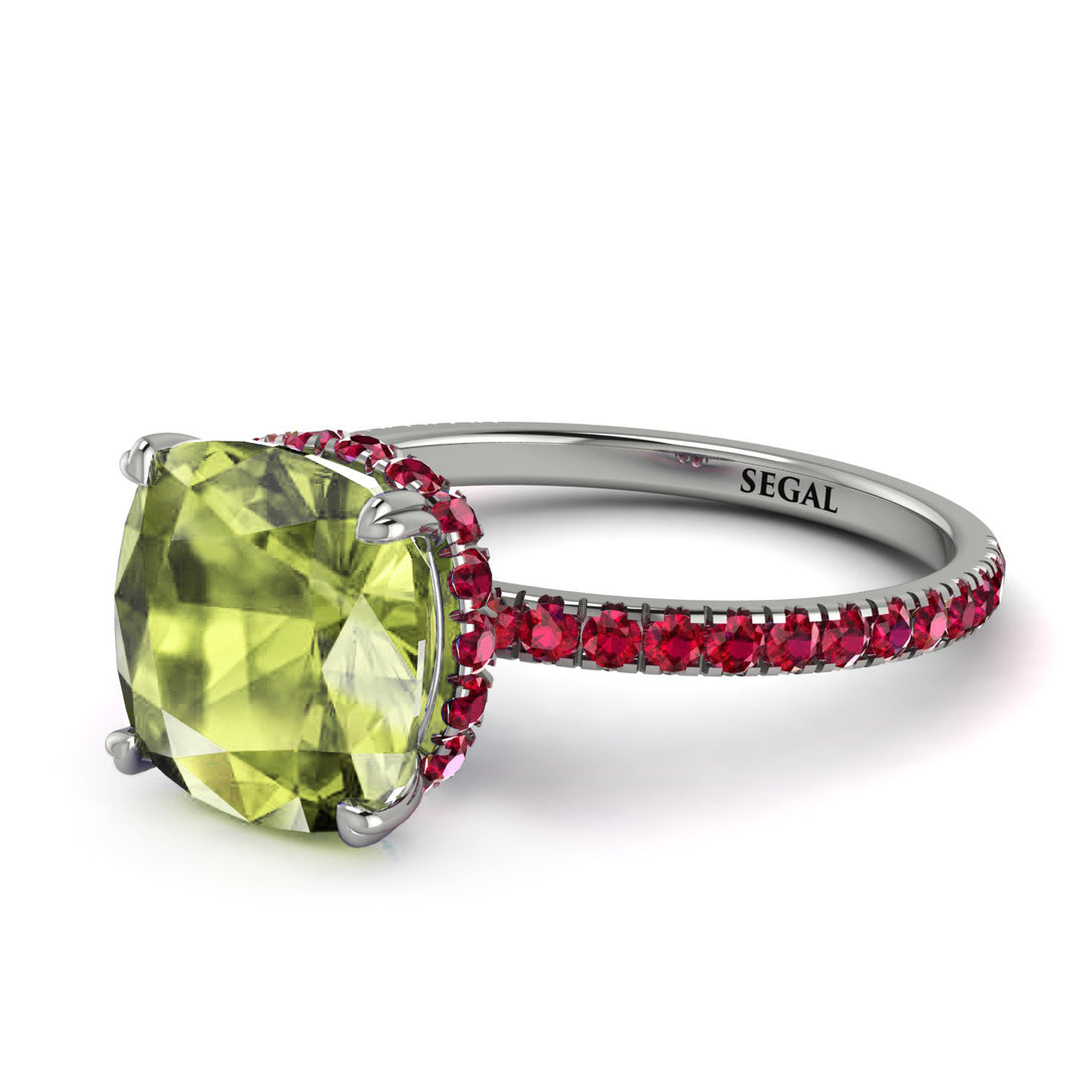 Cushion Hidden Peridot Ring - Nova No. 712