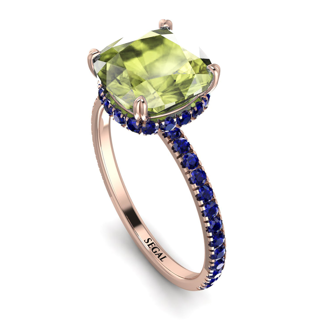 Cushion Hidden Peridot Ring - Nova No. 714