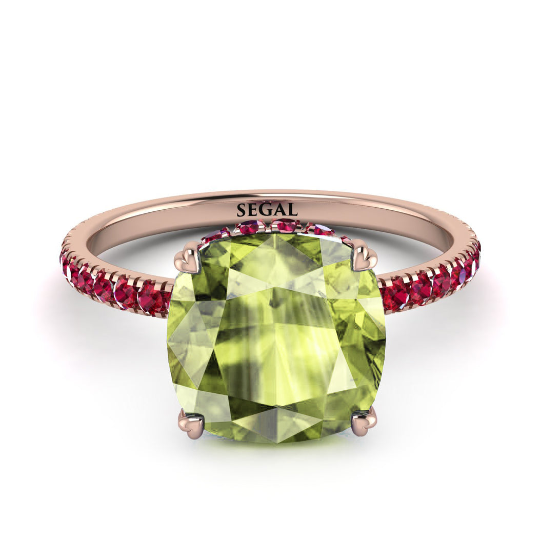 Cushion Hidden Peridot Ring - Nova No. 711