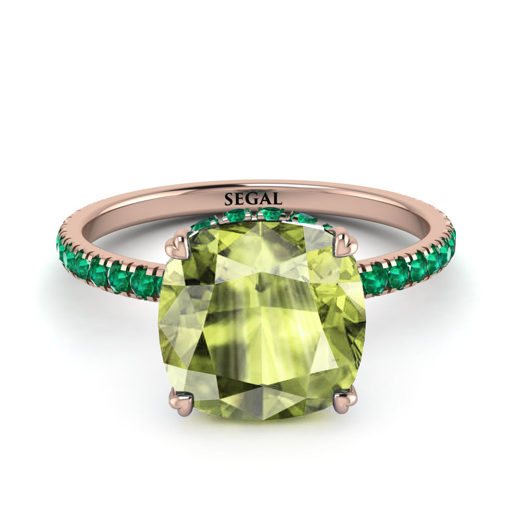 Cushion Hidden Peridot Ring - Nova No. 705