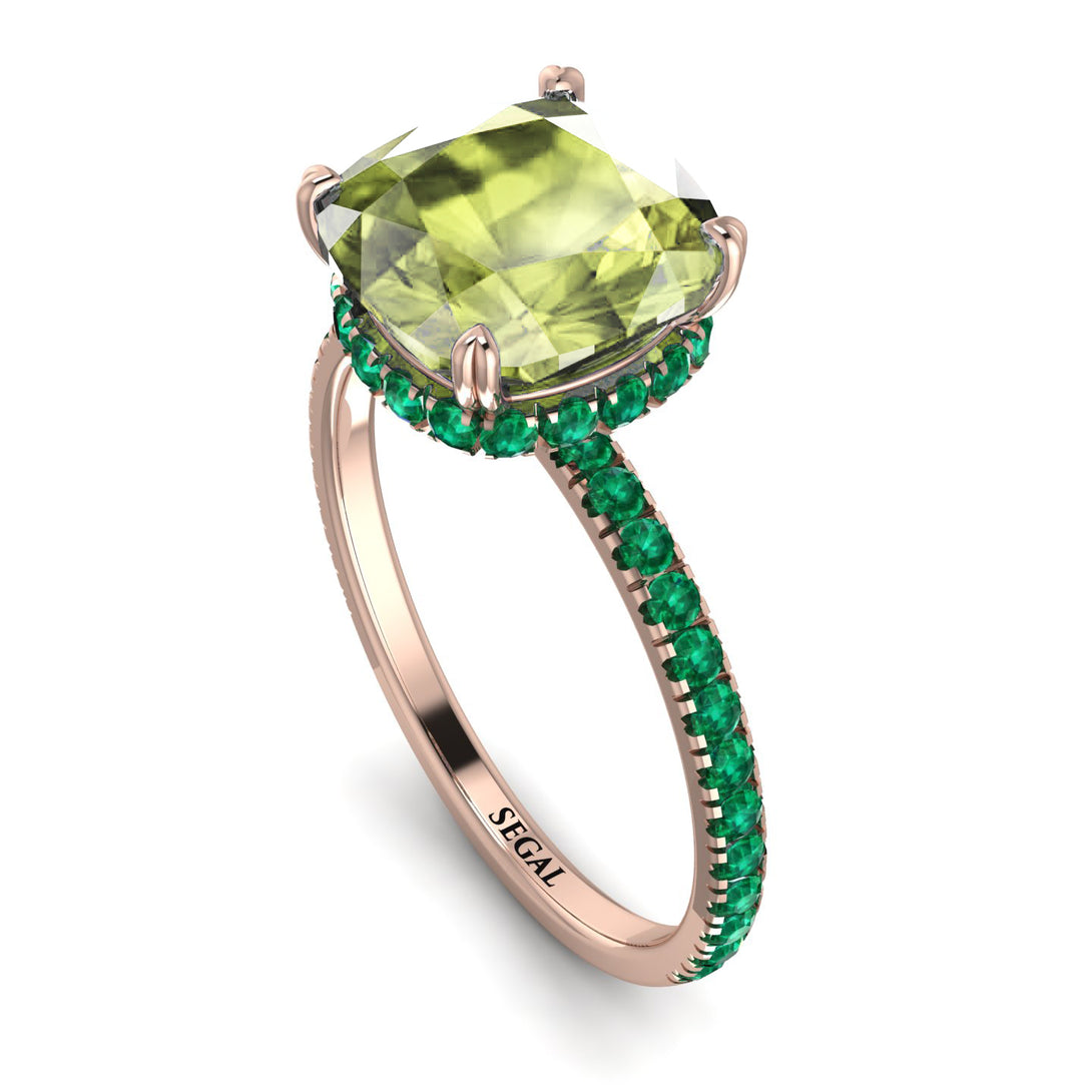 Cushion Hidden Peridot Ring - Nova No. 705