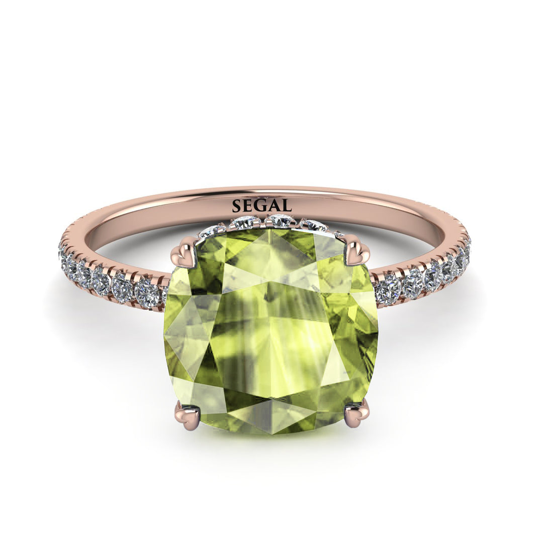 Cushion Hidden Peridot Ring - Nova No. 702