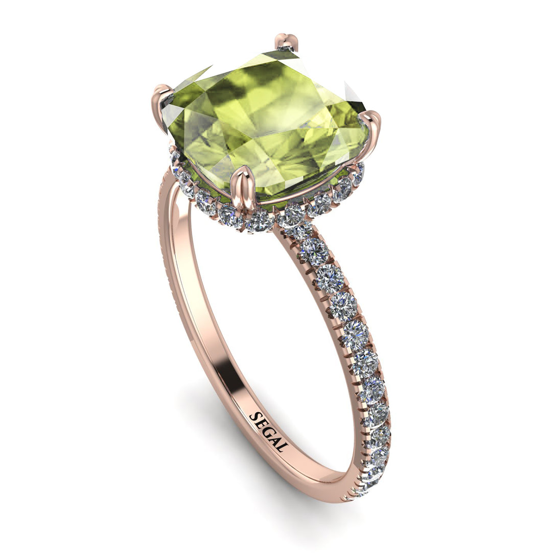 Cushion Hidden Peridot Ring - Nova No. 702