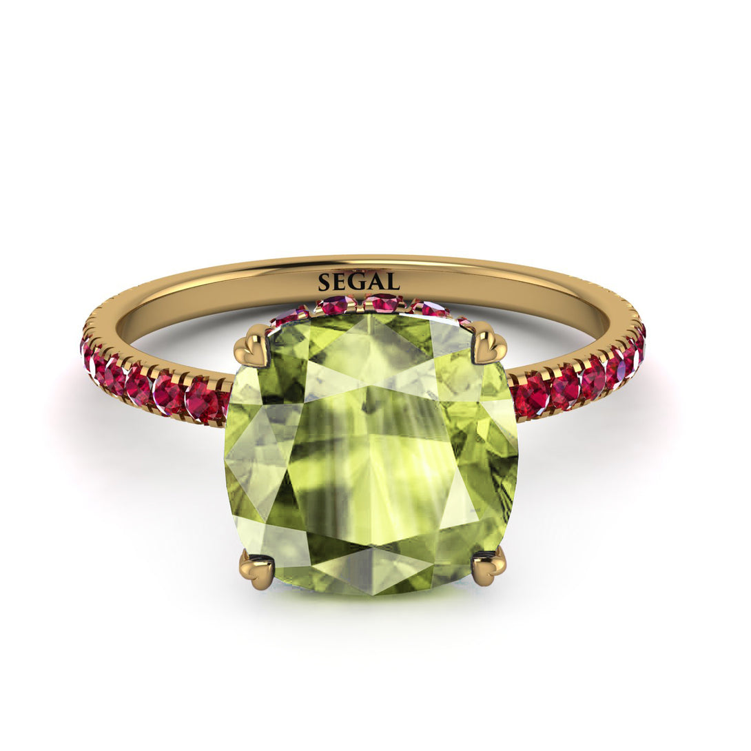 Cushion Hidden Peridot Ring - Nova No. 710