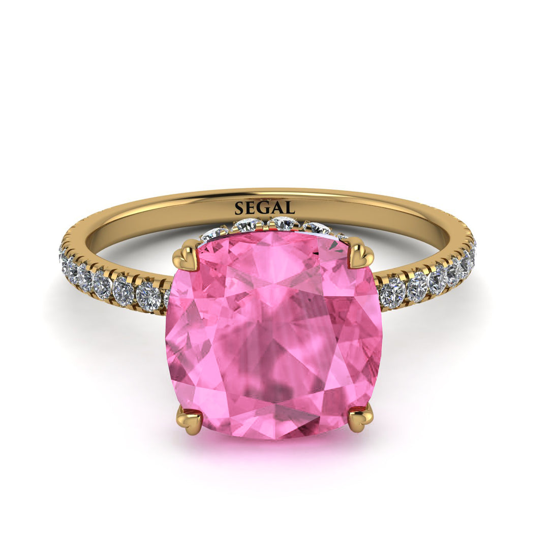 Cushion Hidden Pink Moissanite Ring - Nova No. 801