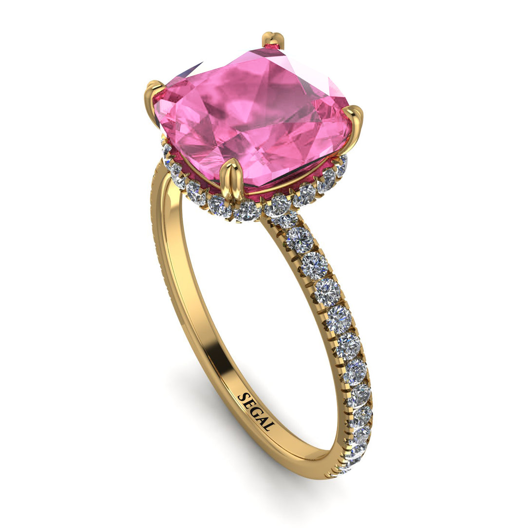 Cushion Hidden Pink Moissanite Ring - Nova No. 801