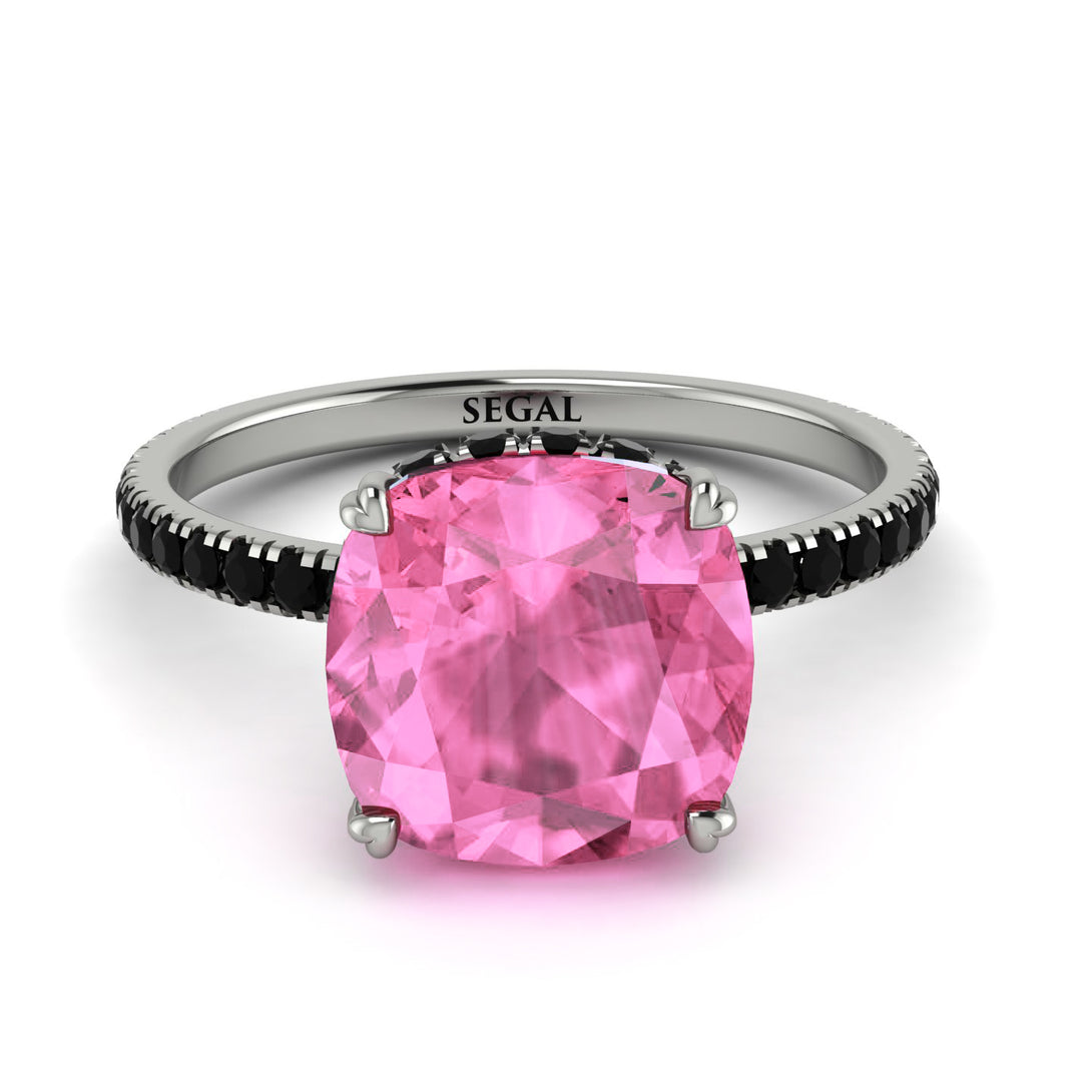 Cushion Hidden Pink Moissanite Ring - Nova No. 809
