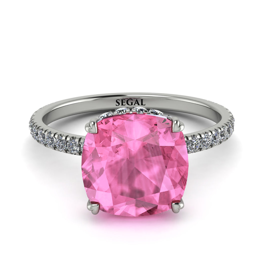 Cushion Hidden Pink Moissanite Ring - Nova No. 803