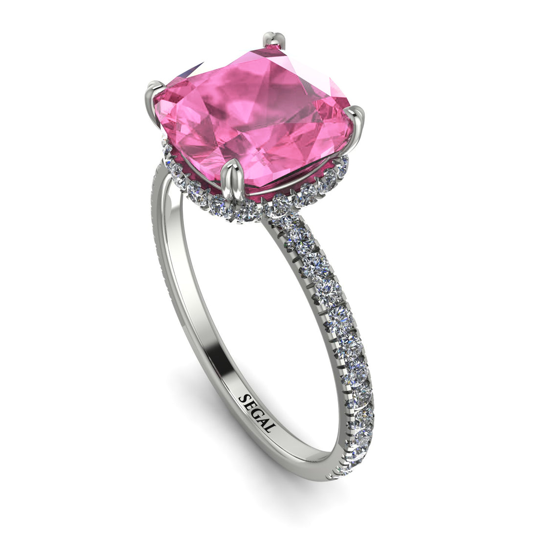 Cushion Hidden Pink Moissanite Ring - Nova No. 803