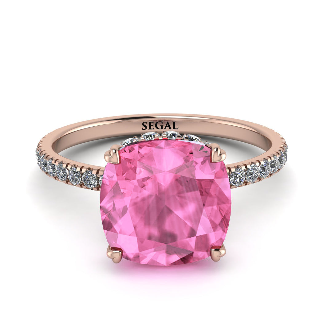 Cushion Hidden Pink Moissanite Ring - Nova No. 802
