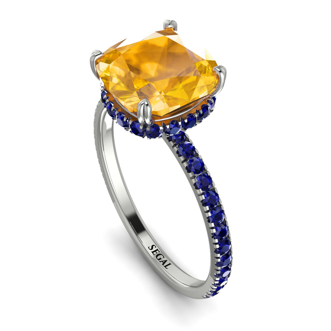 Cushion Hidden Yellow Diamond Ring - Nova No. 1015
