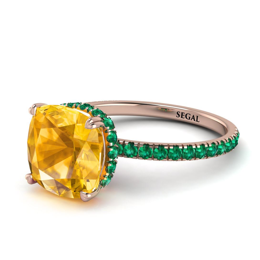Cushion Hidden Yellow Diamond Ring - Nova No. 1005