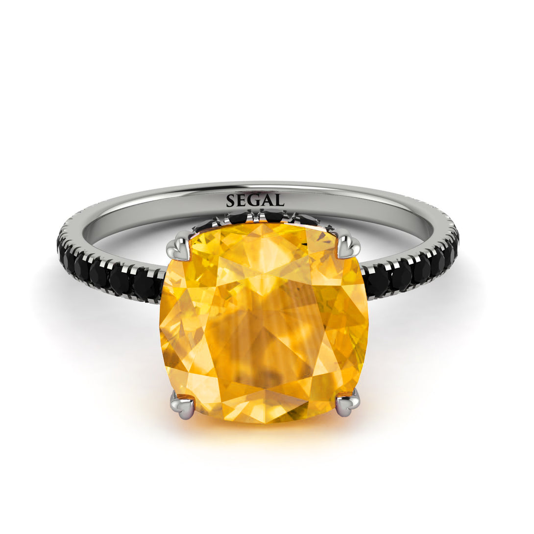 Cushion Hidden Yellow Diamond Ring - Nova No. 1009