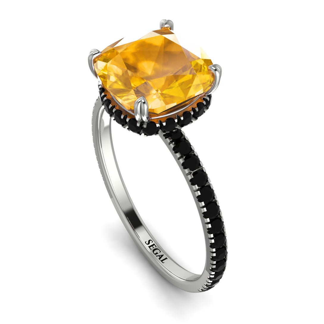 Cushion Hidden Yellow Diamond Ring - Nova No. 1009