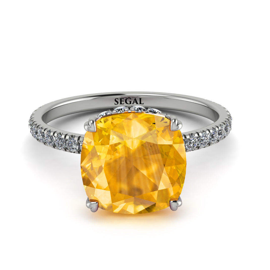 Cushion Hidden Yellow Diamond Ring - Nova No. 1003