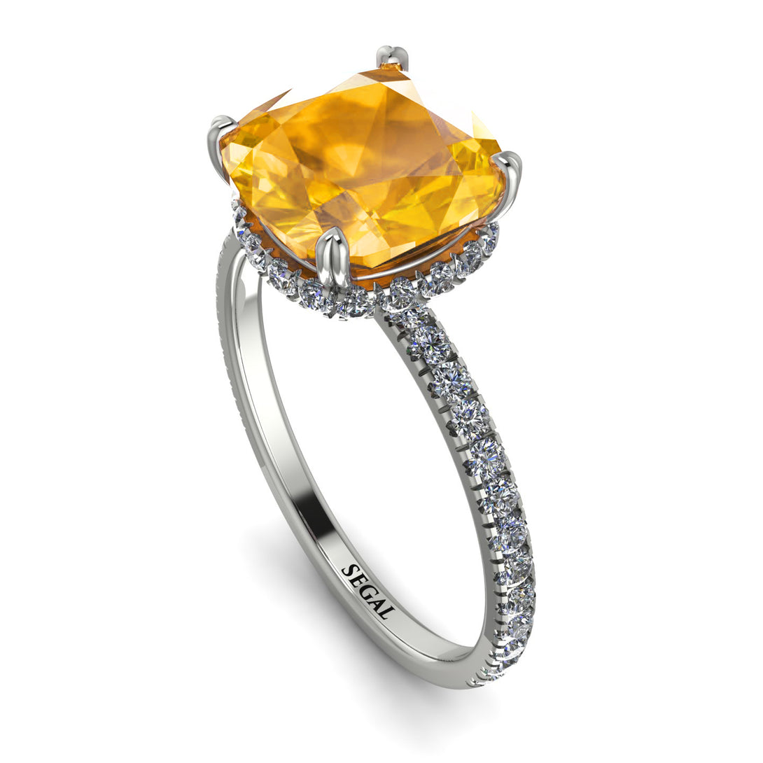 Cushion Hidden Yellow Diamond Ring - Nova No. 1003