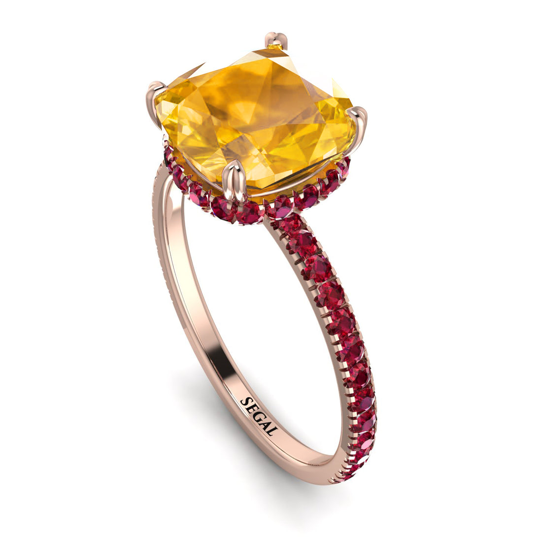 Cushion Hidden Yellow Diamond Ring - Nova No. 1011