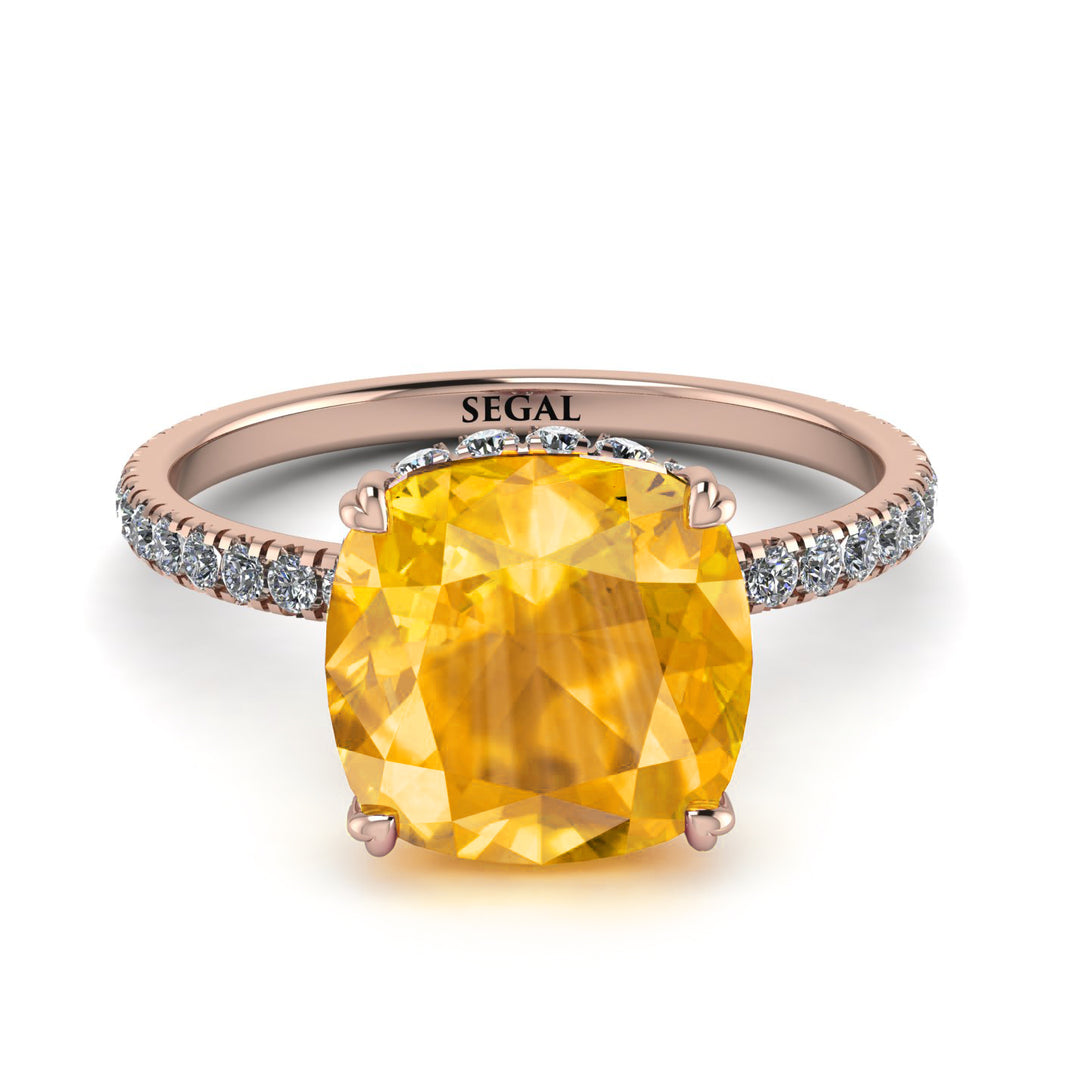 Cushion Hidden Yellow Diamond Ring - Nova No. 1002