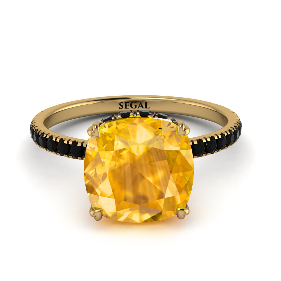 Cushion Hidden Yellow Diamond Ring - Nova No. 1007