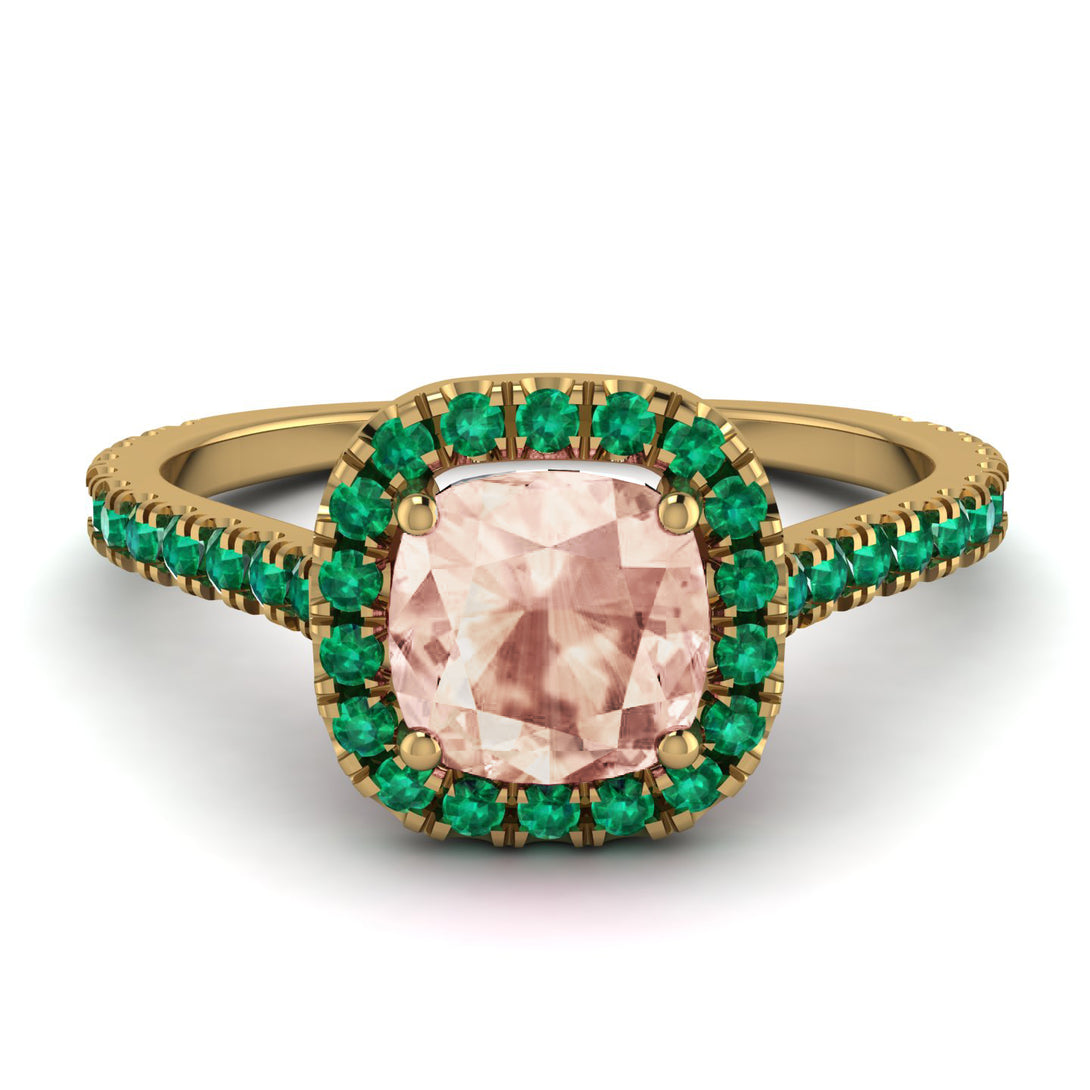 Cushion Morganite Halo Engagement Ring - Jade No. 904