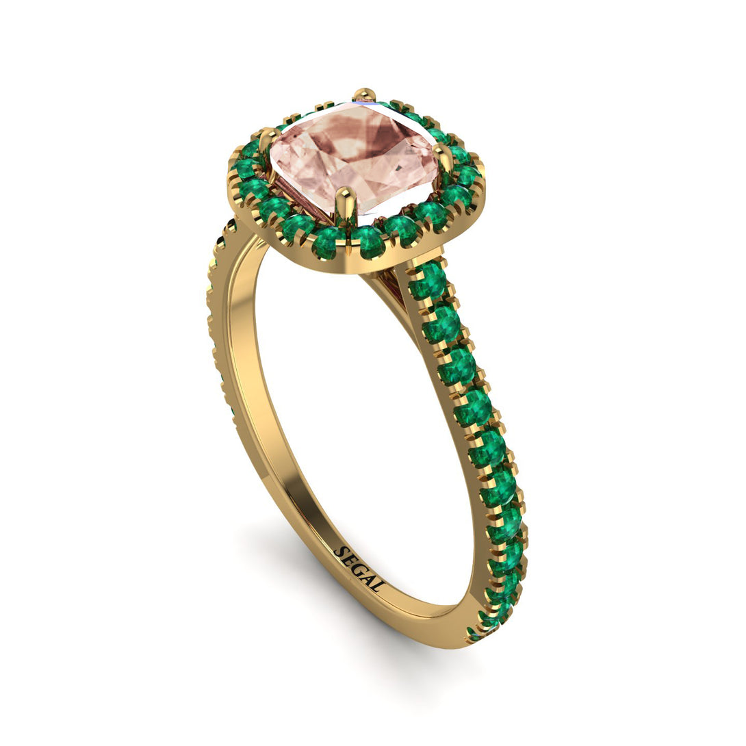 Cushion Morganite Halo Engagement Ring - Jade No. 904