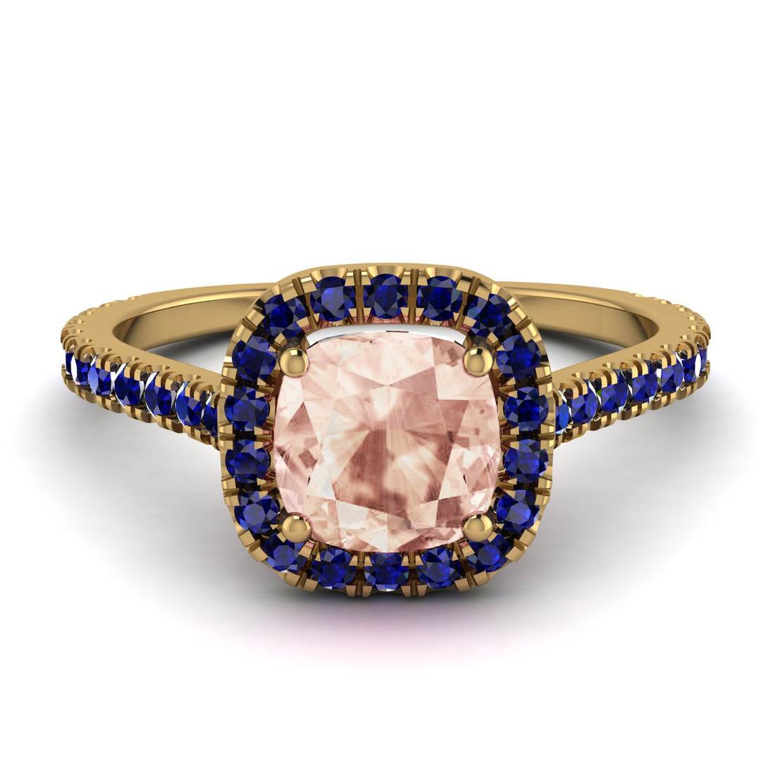 Cushion Morganite Halo Engagement Ring - Jade No. 913