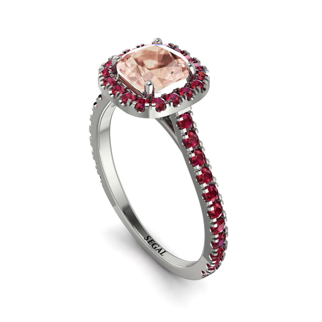 Cushion Morganite Halo Engagement Ring - Jade No. 912