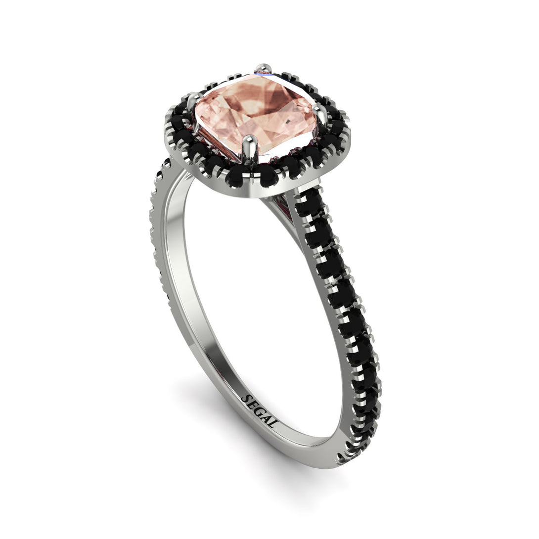Cushion Morganite Halo Engagement Ring - Jade No. 909