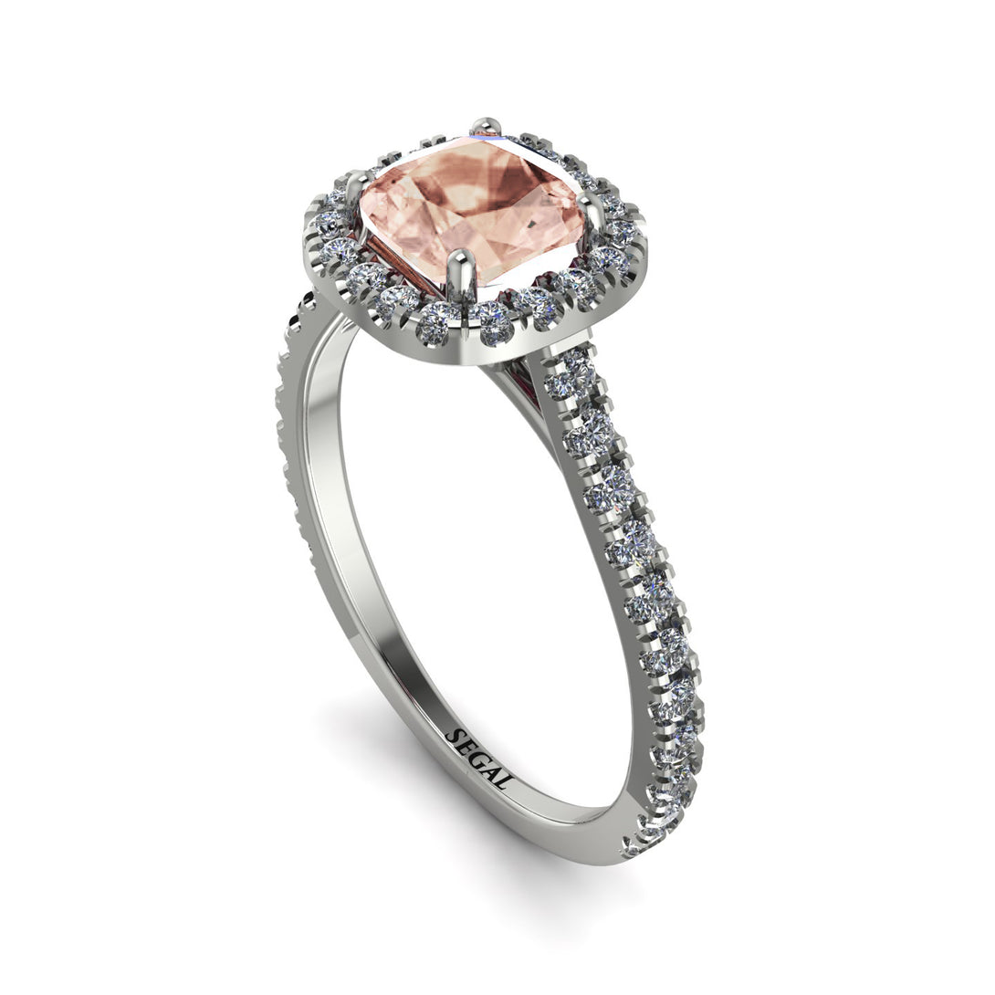 Cushion Morganite Halo Engagement Ring - Jade No. 903