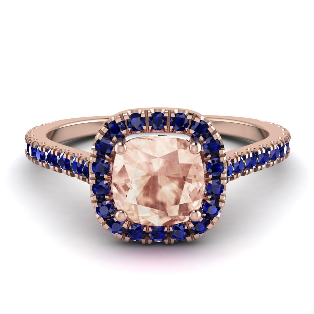 Cushion Morganite Halo Engagement Ring - Jade No. 914
