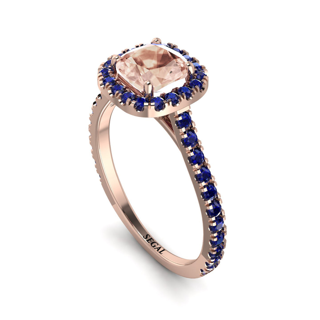 Cushion Morganite Halo Engagement Ring - Jade No. 914
