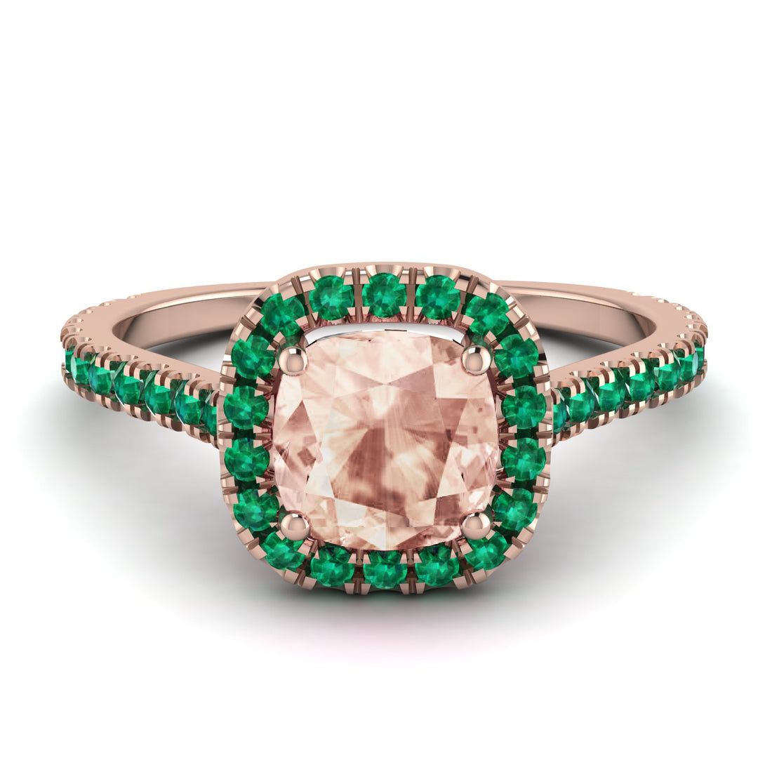 Cushion Morganite Halo Engagement Ring - Jade No. 905