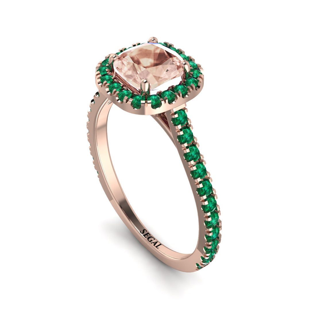 Cushion Morganite Halo Engagement Ring - Jade No. 905