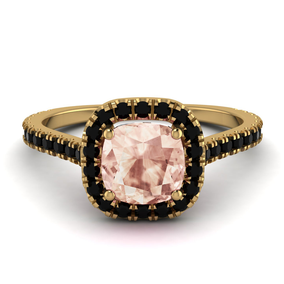Cushion Morganite Halo Engagement Ring - Jade No. 907