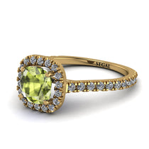 Cushion Peridot Halo Engagement Ring - Jade No. 701 image 1