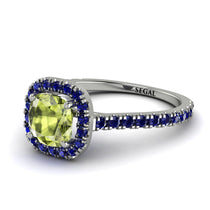 Cushion Peridot Halo Engagement Ring - Jade No. 715 image 1