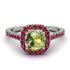 Cushion Peridot Halo Engagement Ring - Jade No. 712