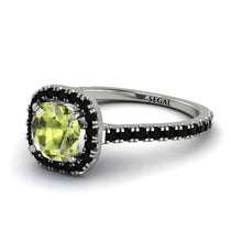 Cushion Peridot Halo Engagement Ring - Jade No. 709 image 1