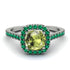 Cushion Peridot Halo Engagement Ring - Jade No. 706