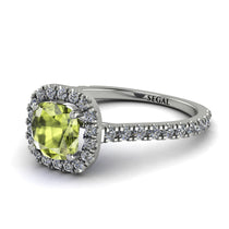 Cushion Peridot Halo Engagement Ring - Jade No. 703 image 1