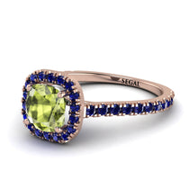 Cushion Peridot Halo Engagement Ring - Jade No. 714 image 1
