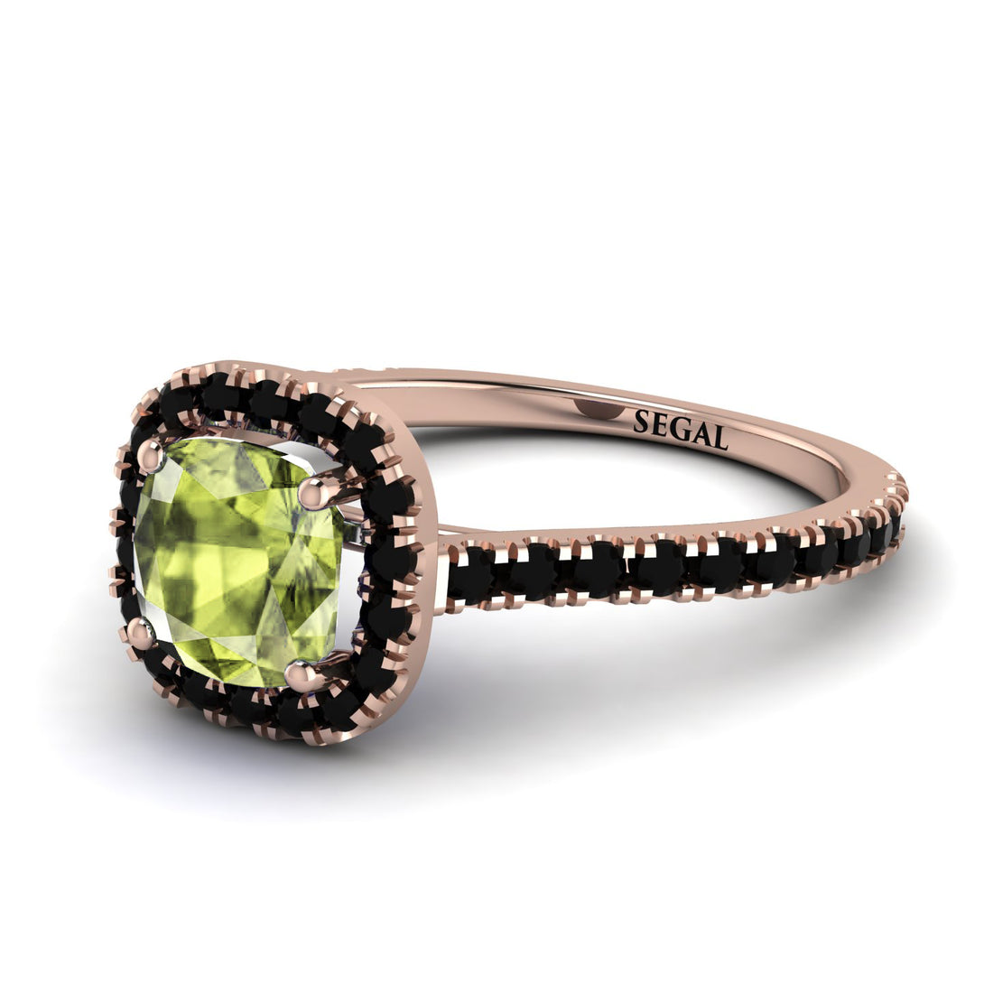 Cushion Peridot Halo Engagement Ring - Jade No. 708