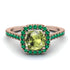 Cushion Peridot Halo Engagement Ring - Jade No. 705
