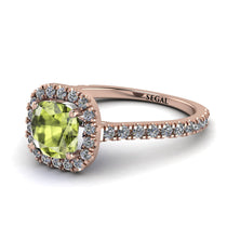 Cushion Peridot Halo Engagement Ring - Jade No. 702 image 1
