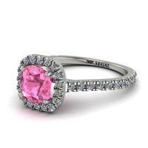 Cushion Pink Moissanite Halo Engagement Ring - Jade No. 803 image 1
