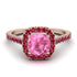 Cushion Pink Moissanite Halo Engagement Ring - Jade No. 811