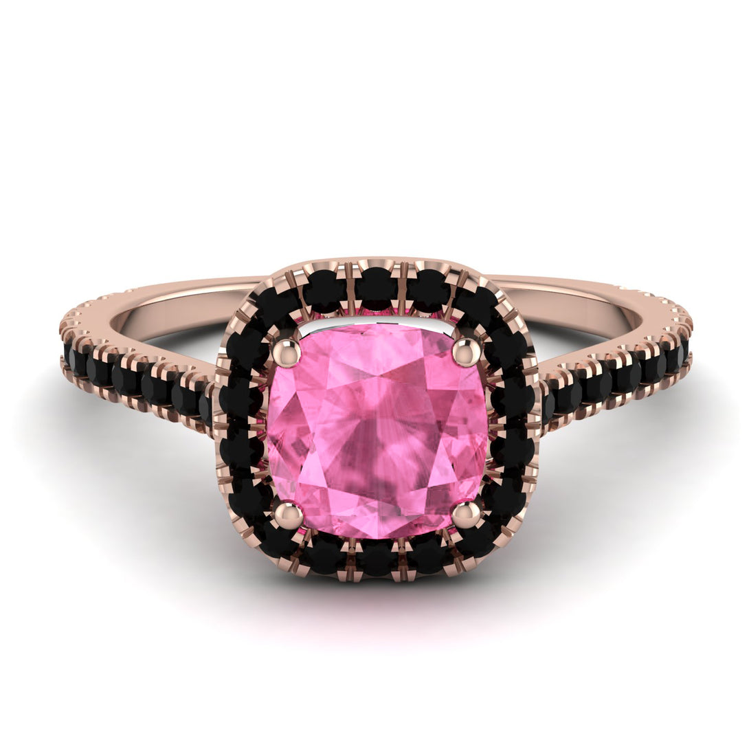 Cushion Pink Moissanite Halo Engagement Ring - Jade No. 808